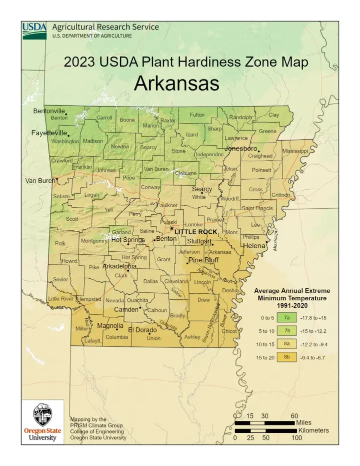 plants by zone map for Arkansas