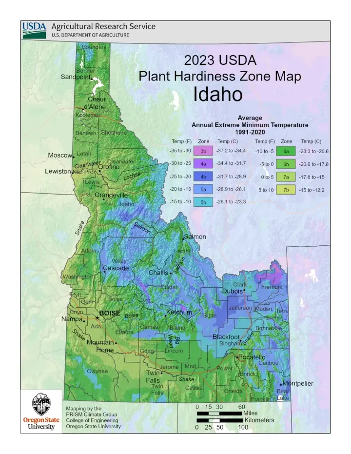 plants by zone map for Idaho
