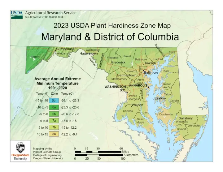plants by zone map for Maryland