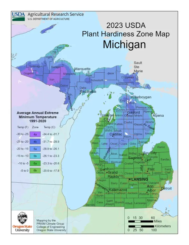 plants by zone map for Michigan