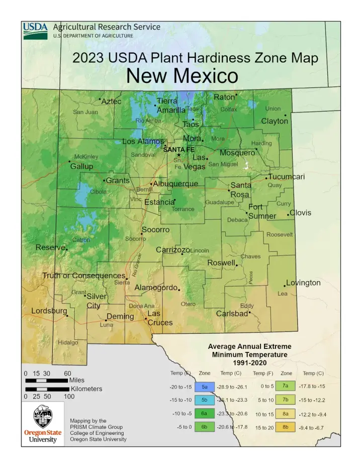 plants by zone map for New Mexico