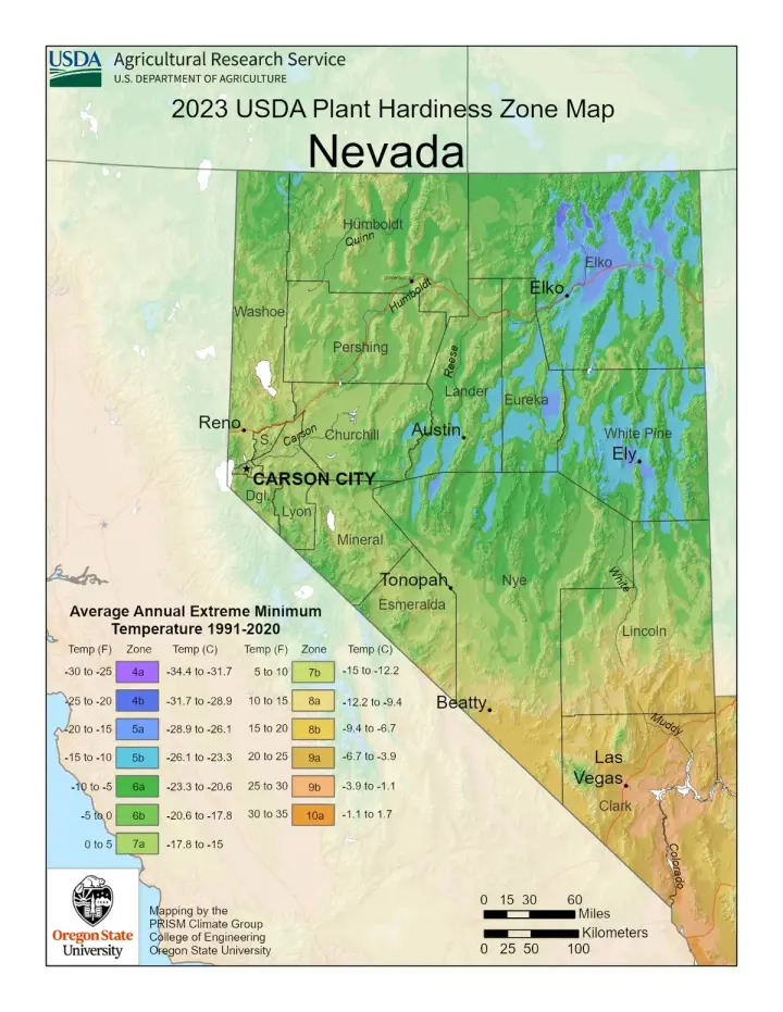 plants by zone map for Nevada