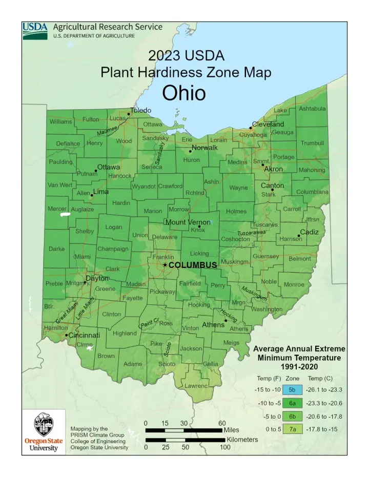 plants by zone map for Ohio