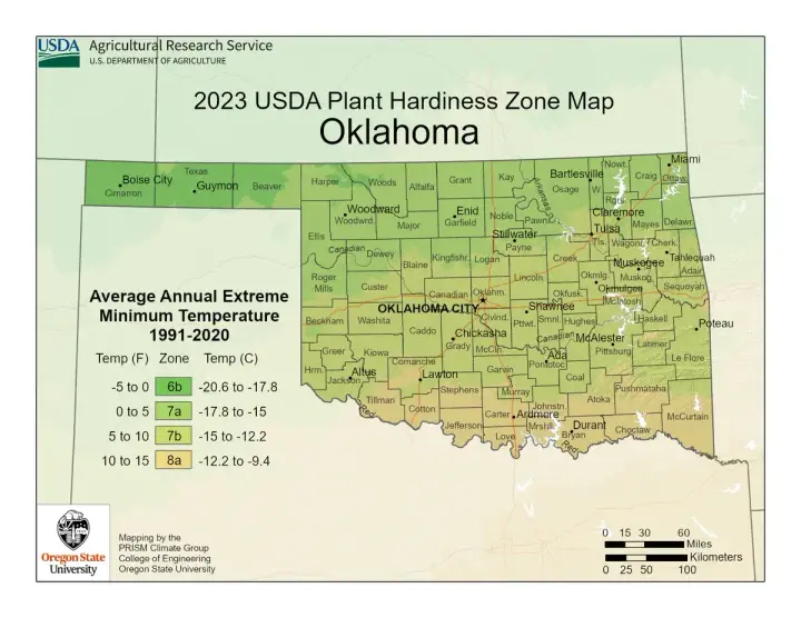 plants by zone map for Oklahoma