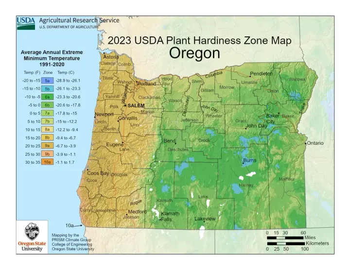 plants by zone map for Oregon