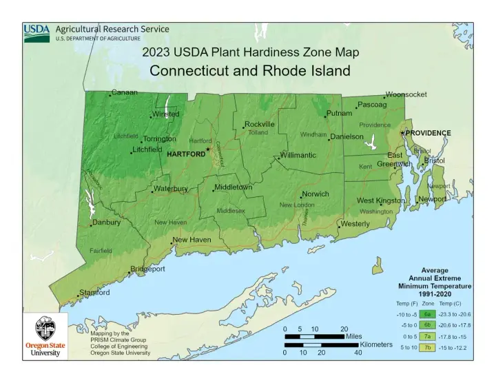 plants by zone map for Rhode Island