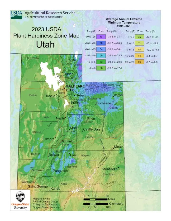 plants by zone map for Utah