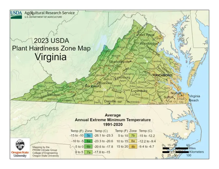plants by zone map for Virginia