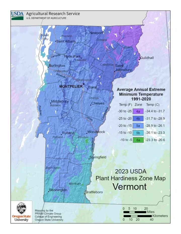 plants by zone map for Vermont
