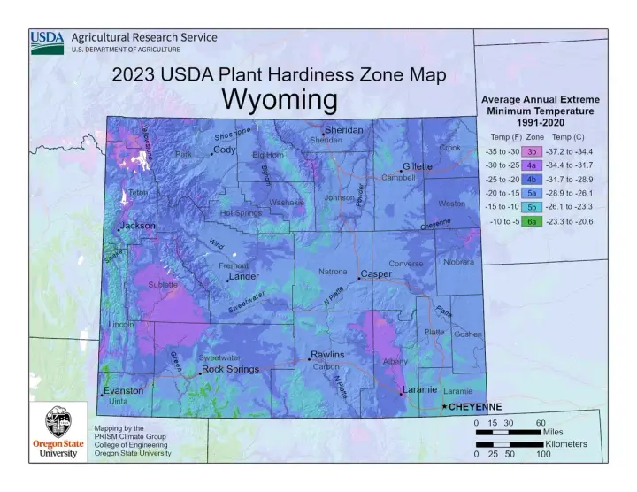 plants by zone map for Wyoming